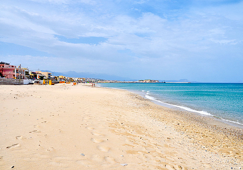 Platania beach and Fortezza in Rethymnon on Crete.