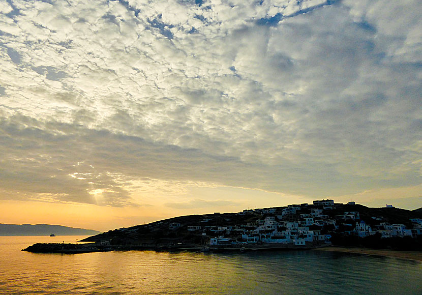 The sunset in Stavros on Donoussa in the Small Cyclades.