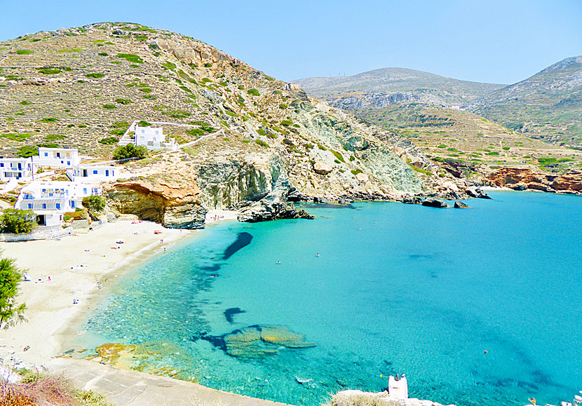 Angali beach and Fira beach on Folegandros in the Cyclades.
