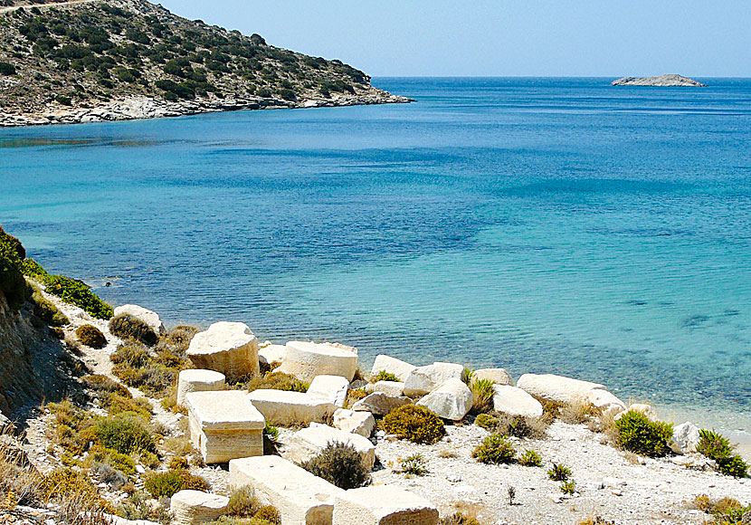 The old marble quarry at the Petrokopio beach on Fourni in Greece.