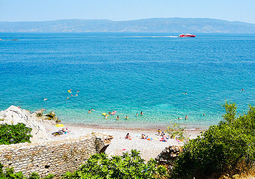 Kaminia beach is the beach closest to Hydra town.