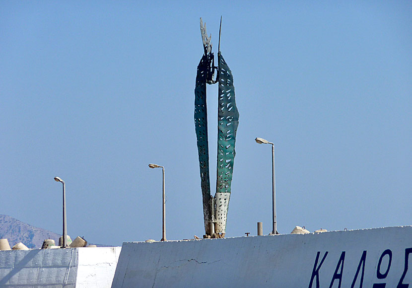 Icarus artwork in Agios Kirikos on Ikaria.