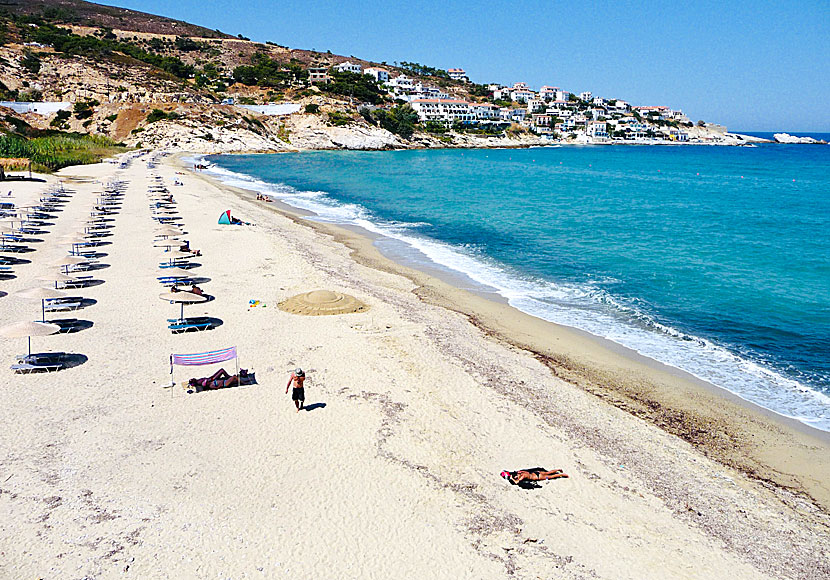 Livadi beach in Armenistis on Ikaria in Greece.