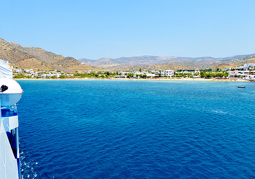 Gialos beach seen from a ferry.