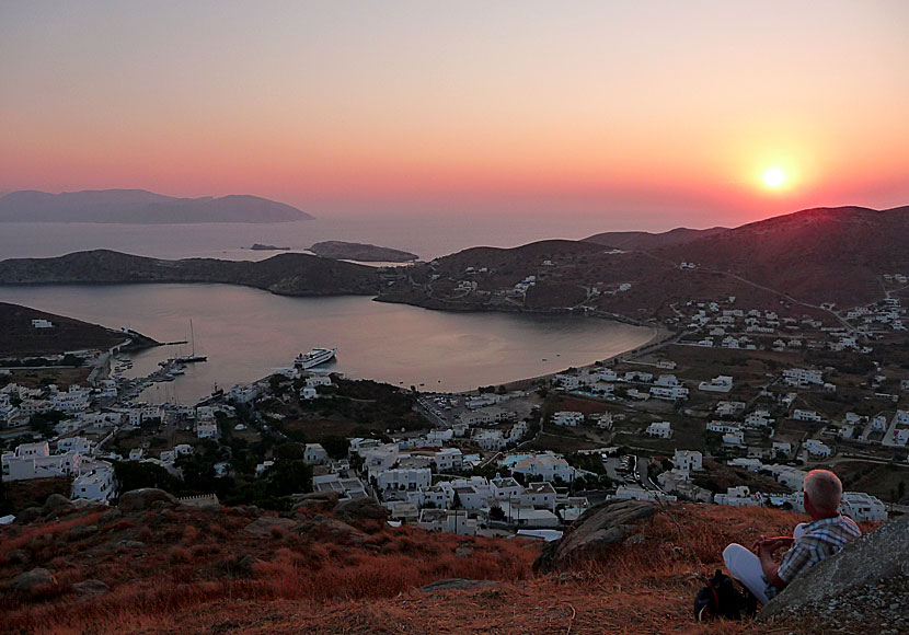 The sunset seen from the top of Chora in Ios.