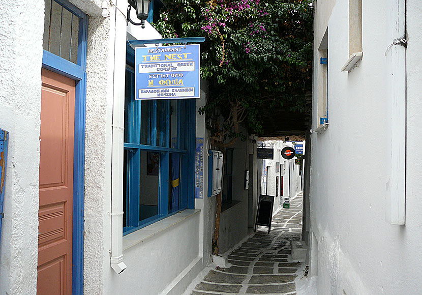 Restaurant The Nest is located in a narrow alley not far from Katogi in Ios.