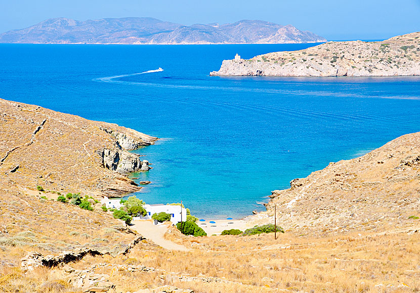 Valmas beach and rocks on Ios in the Cyclades.