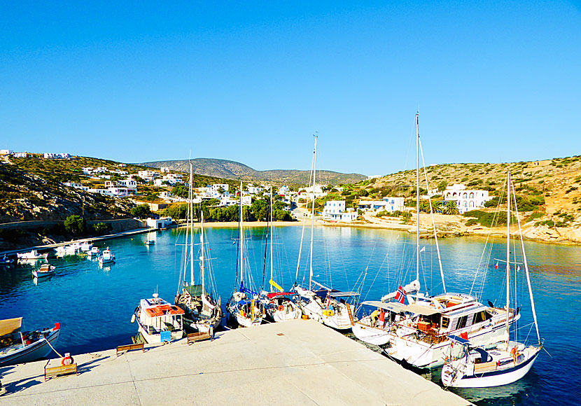 The port and port beach of Agios Georgios on Iraklia in the Small Cyclades.