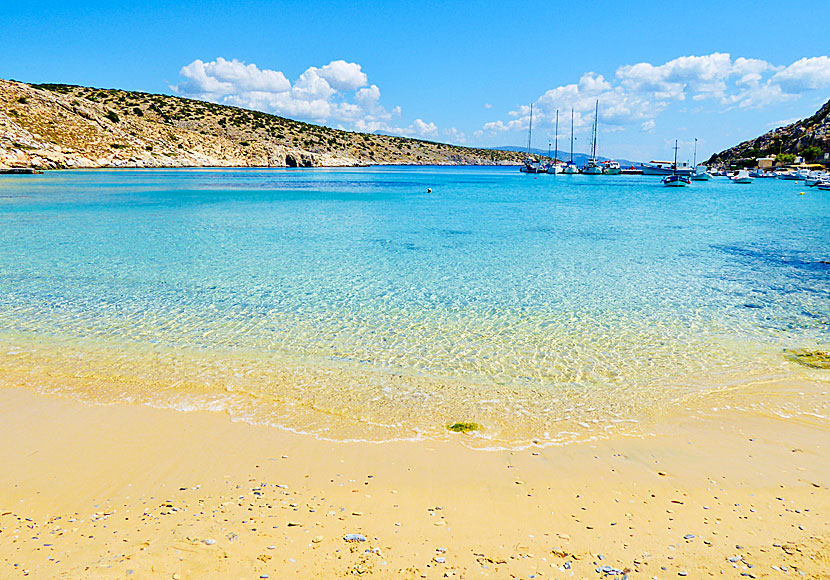 The port of Agios Georgios seen from the beach of Agios Georgios.