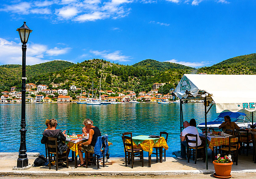 Good tavernas and restaurants in the village of Vathy on Ithaca, Greece.