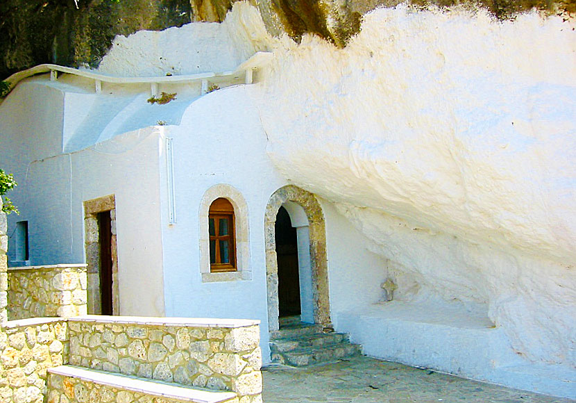 Monastery Agios Panteleimon cave church on Kalymnos lacks a door.