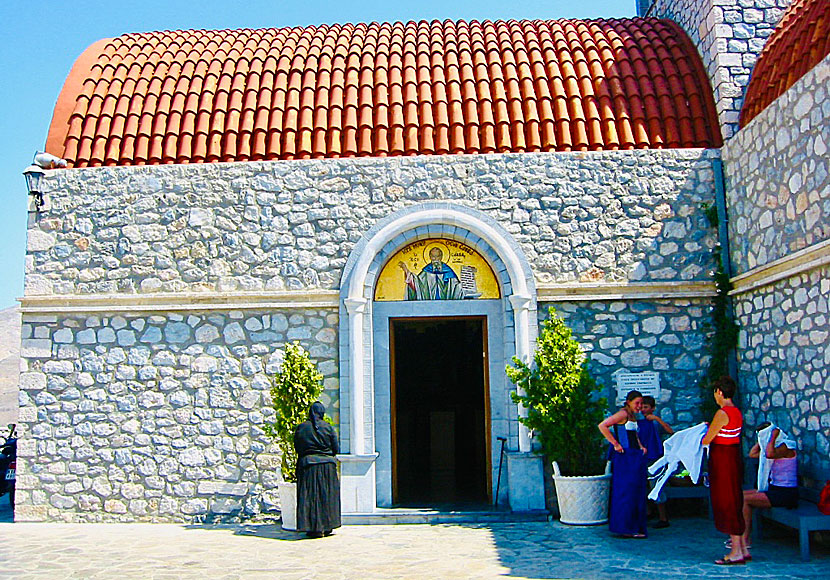 There is a strict dress code for visiting the church of Agios Savvas on Kalymnos.