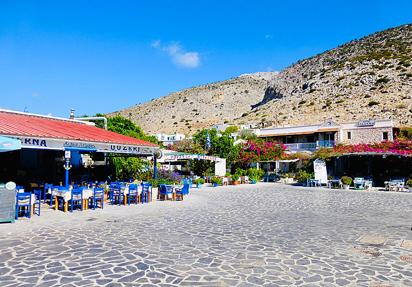 Good tavernas and restaurants in the port of Rina on Kalymnos in the Dodecanese archipelago.