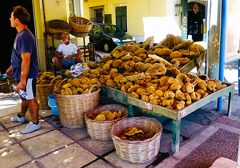 Washing sponges for sale in Pothia on Kalymnos.