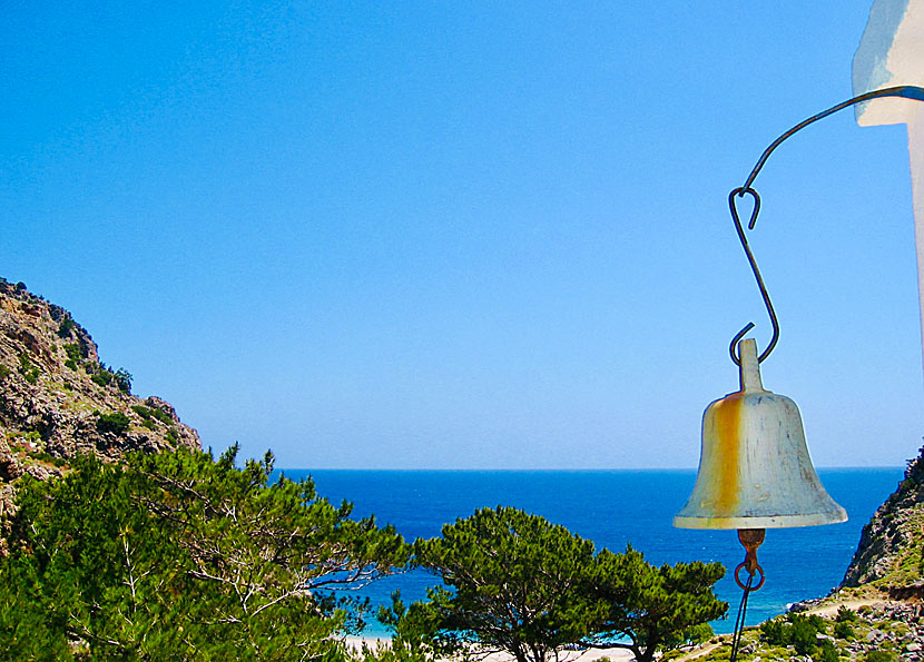 Achata beach church and church bell above the beach of the same name.