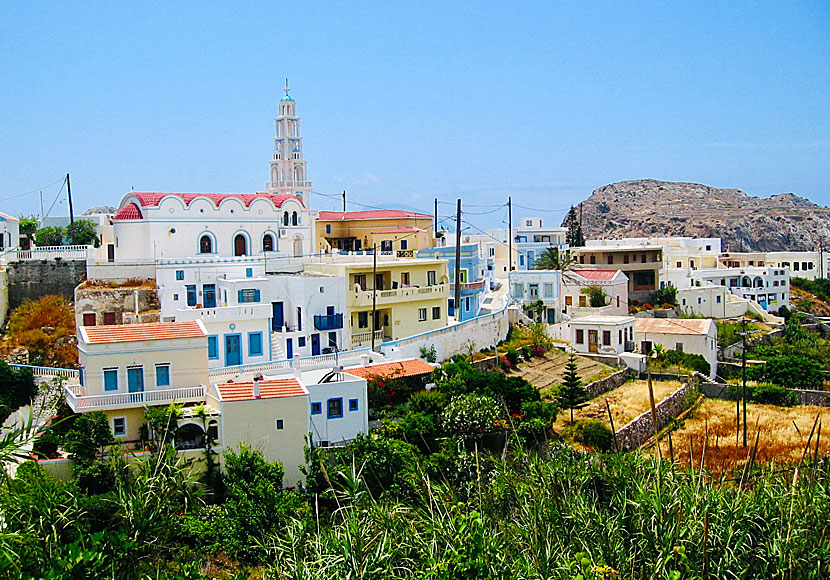 The colourful village of Arkasa and the magnificent Ypapanti church on Karpathos.