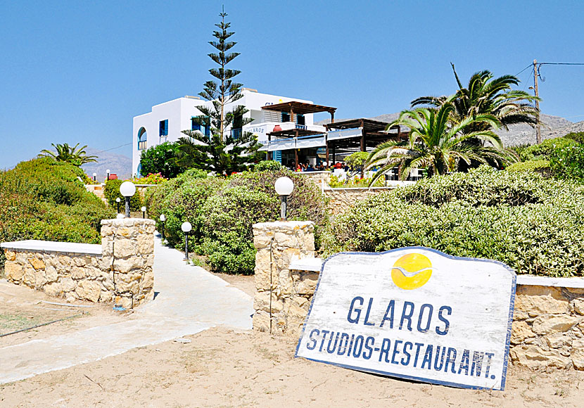 Glaros studio on the Beach and restaurant at Agios Nikolaos beach in Arkasa on Karpathos.