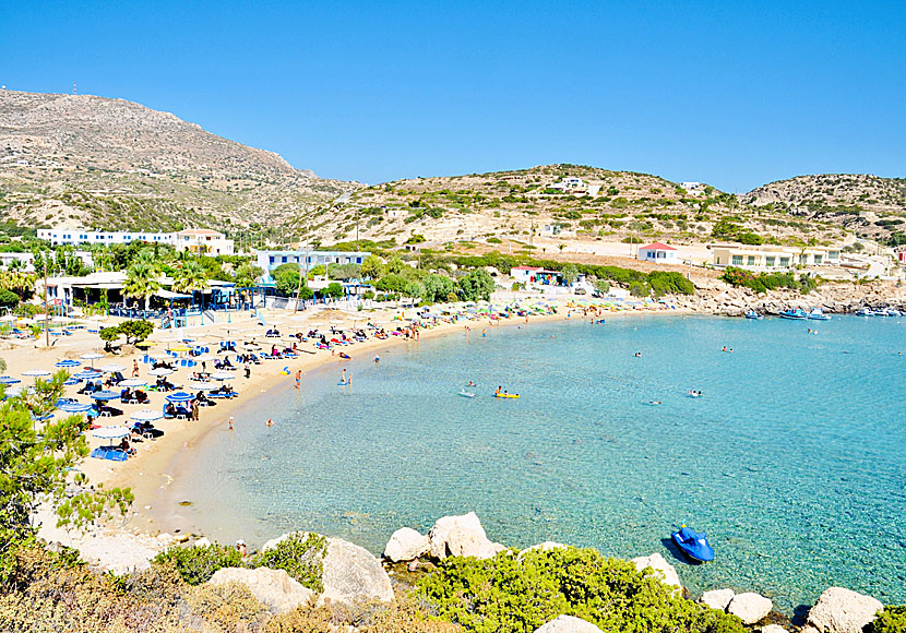 The big beach of Amopi on Karpathos in the Dodecanese.