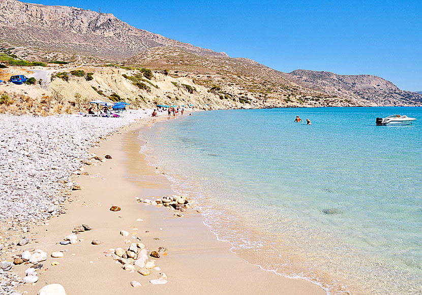 Damatria beach between Amopi and the airport on Karpathos in the Dodecanese.