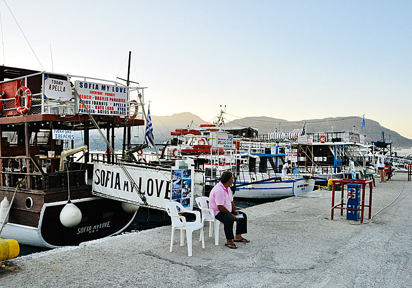 Excursion boats in the port of Pigadia in Karpathos. Sofia My Love.