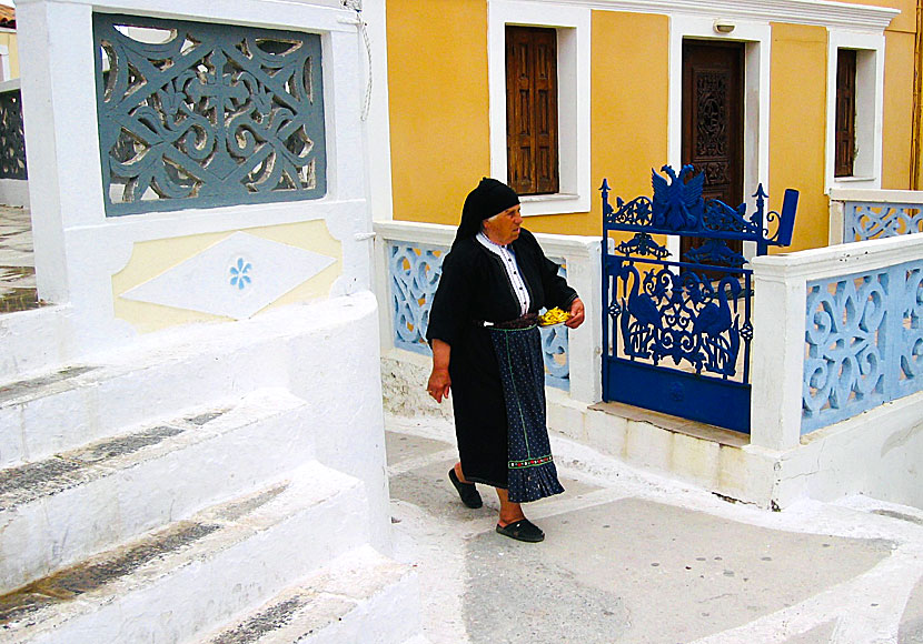 Many elderly people in Olympos still dress in traditional clothes.