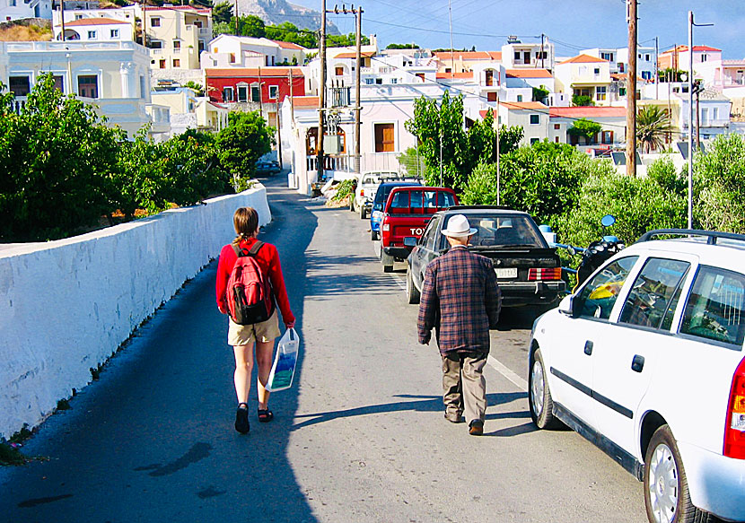 Giannis Hapsis and his big jacket on his way to show us the folk museum in Othos.