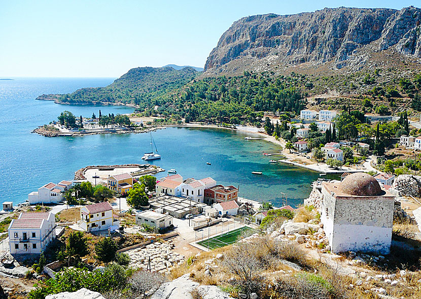 The beach of Mandraki bay in the village of Megisti on Kastellorizo.