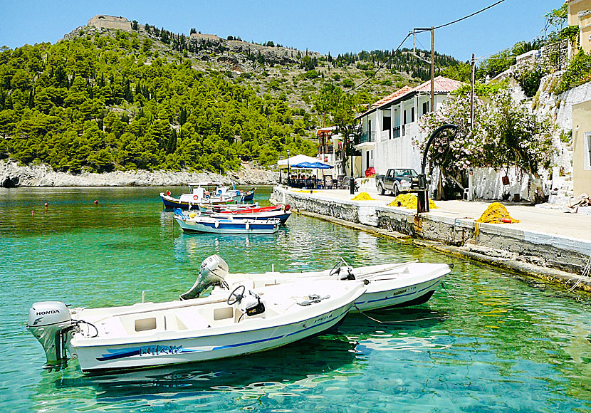 The port and fortress of Kastro in the village of Assos in Kefalonia.