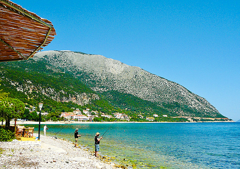 The pebble beach in Poros on Kefalonia.