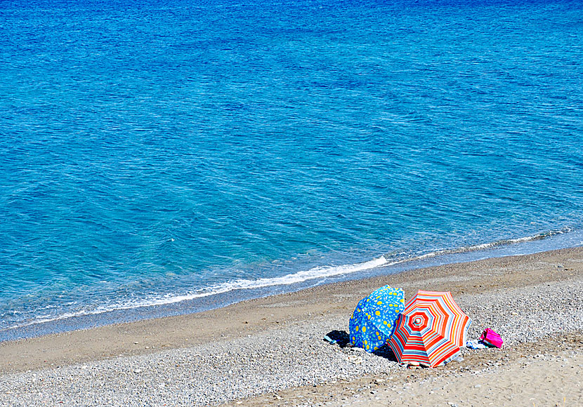 Unknown sandy beaches on Kos in Greece.