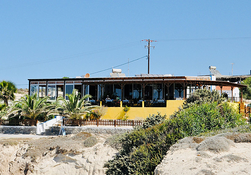 Agios Theologos Restaurant and Sunset Wave Beach on Kos in Greece.