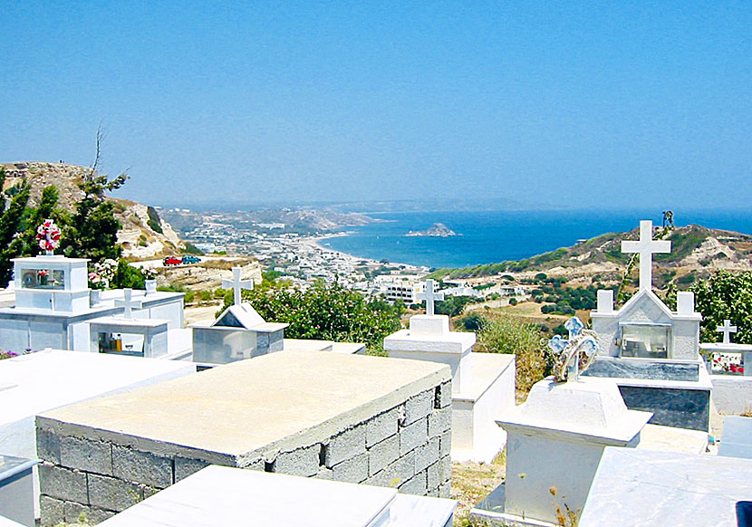 Cemetery with a view in the village of Kefalos.