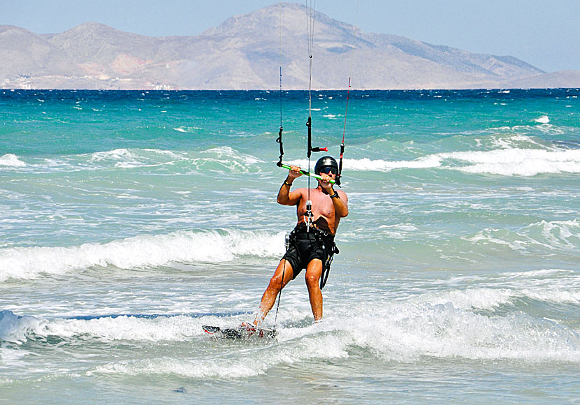 Kite surfers at Kohilari beach in Kos.