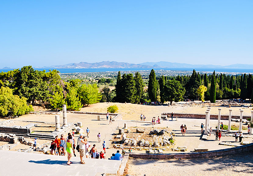 View of parts of the Asklepion in Kos and towards Bodrum in Turkey.