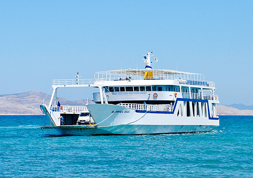 The Olympios Zeus car ferry that runs between Mastichari and Pothia on Kalymnos.