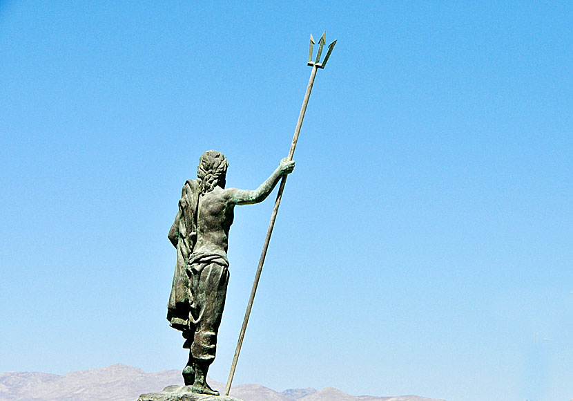Poseidon watches over the port of Mastichari.