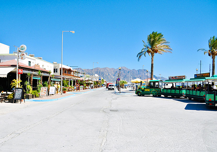 If you get tired of the beaches around Kardamena, you can go by train to Helona beach.