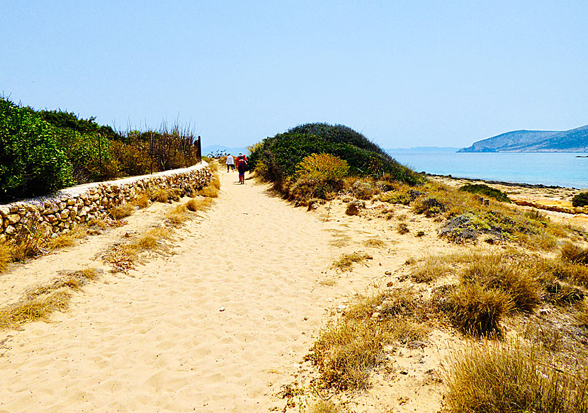 Walk between the fine sandy beaches of Koufonissi in Greece.