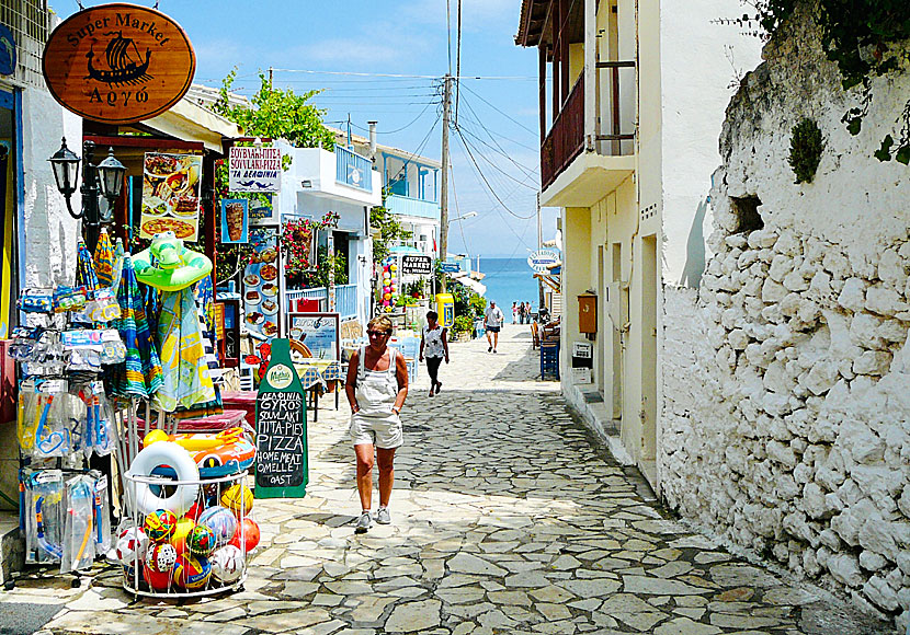 Shops in the small village of Agios Nikitas on Lefkada in the Ionian islands.