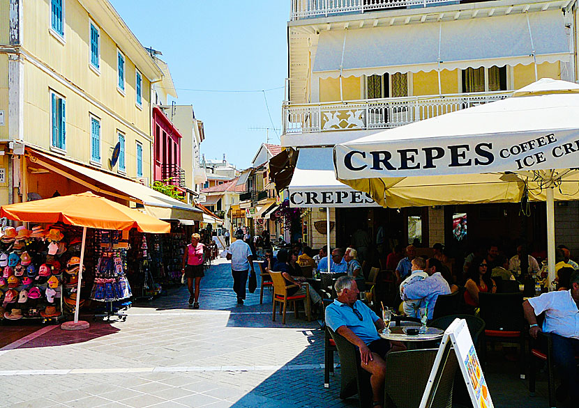 Cozy cafes and bars on Lefkas in Greece.