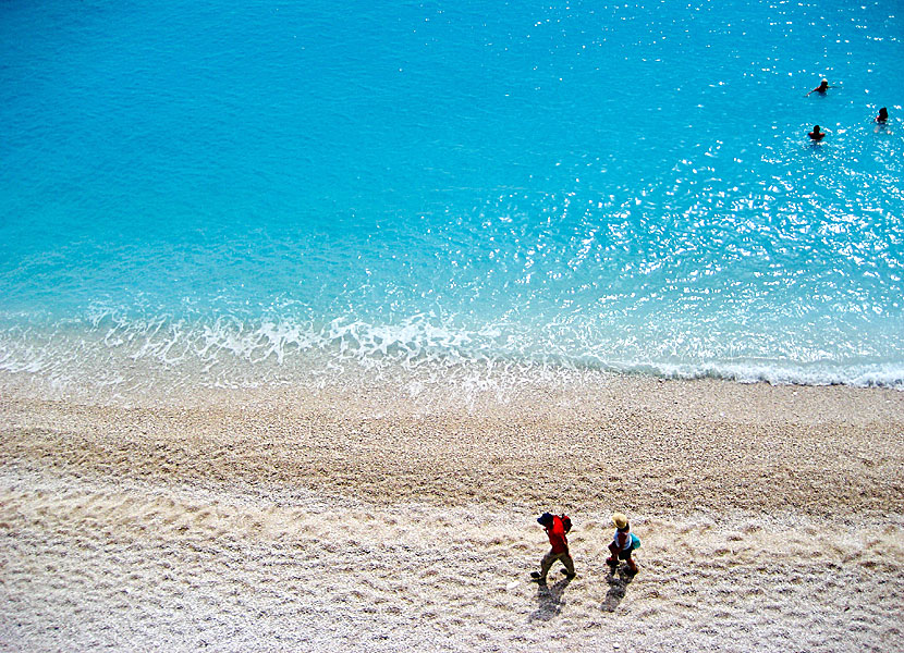 Sunbathe and swim at Porto Katsiki beach on Lefkada in Greece