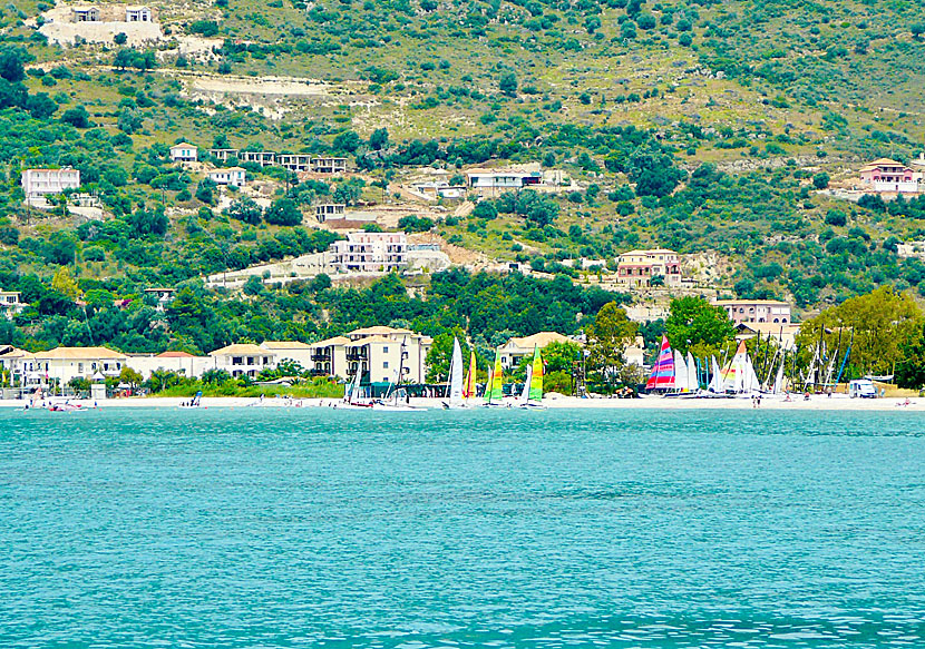 The beach in Vasiliki is one of Europe's most popular beaches for wind and kite surfers.