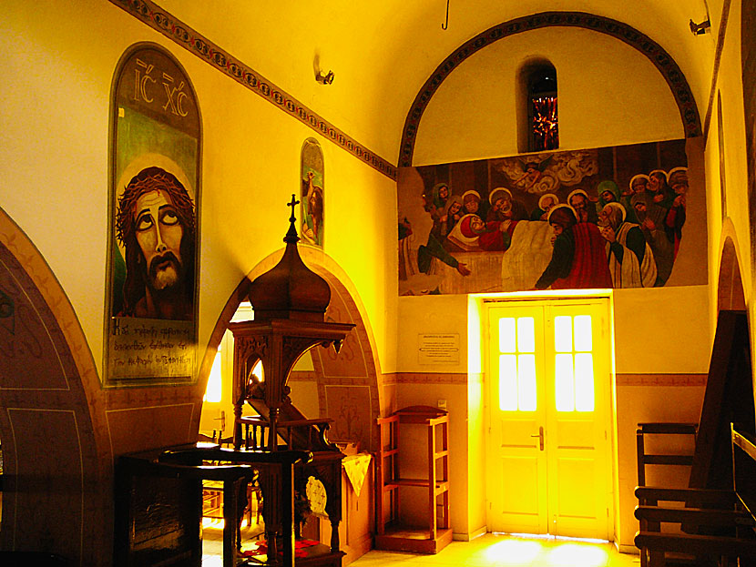 The paintings in the church of Agia Kioura were painted by political prisoners during the junta period in 1968.