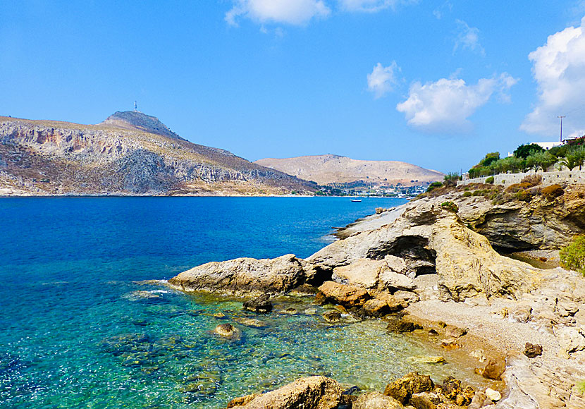 Outside the crab church on Leros there is a small beach that is good for a swim.