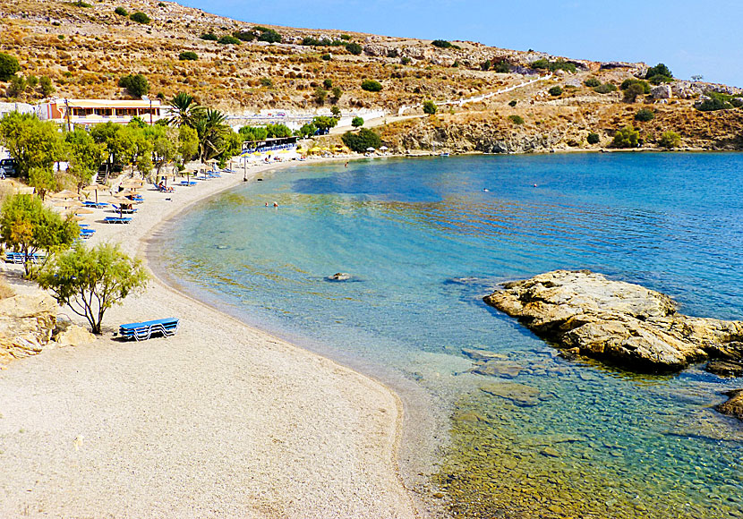 Don't miss the beach of Dio Liskari when you travel to Alinda on Leros.