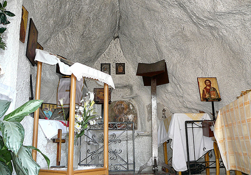 Holy icons inside the Church of Panagia Kavouradena on Leros.