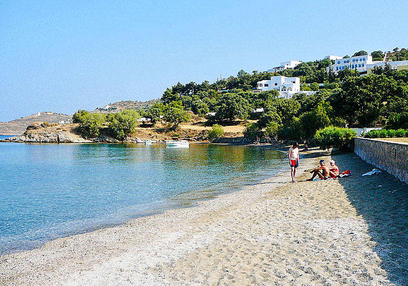 The beach of Vromolithos on Leros.