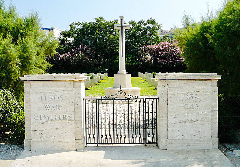 The entrance to the Leros War Cemetery in Alinda on Leros in Greece.