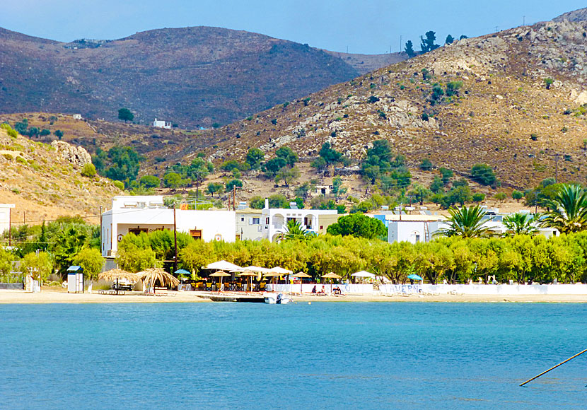 Sunbeds and parasols are available on the beach in Xerokampos