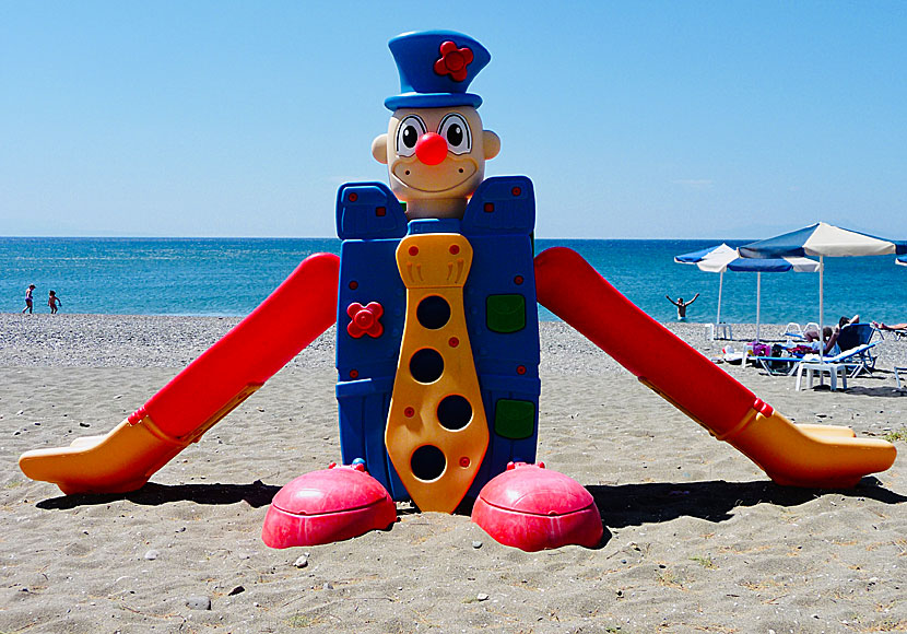 Child-friendly playgrounds at Vatera beach in Lesvos.